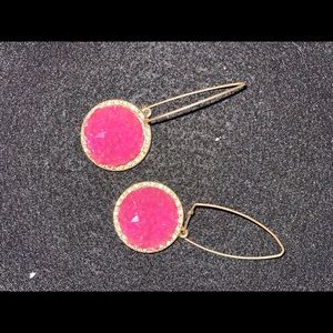 Like new Rachel Roy pink druzy earrings